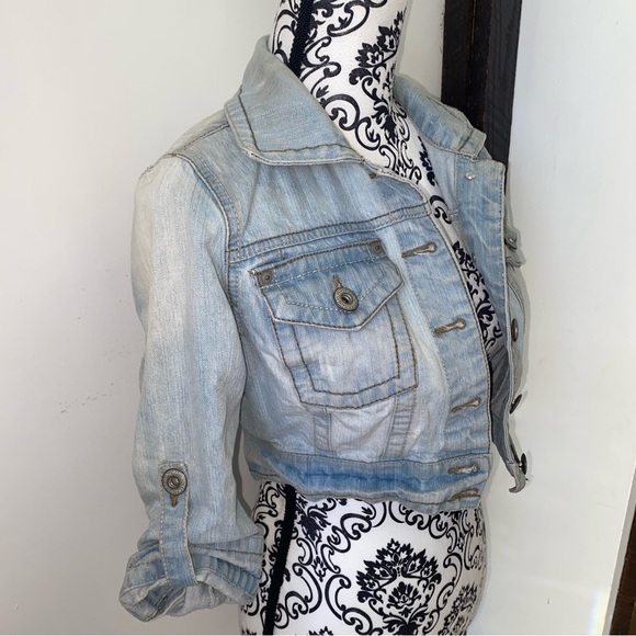 Highway Jeans Size Small Light Blue Distressed Cropped Jean Jacket - Picture 6 of 13